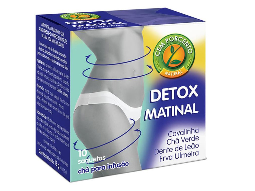 Chá Cem Porcento Detox Matinal 10 Saquetas Cem Porcento