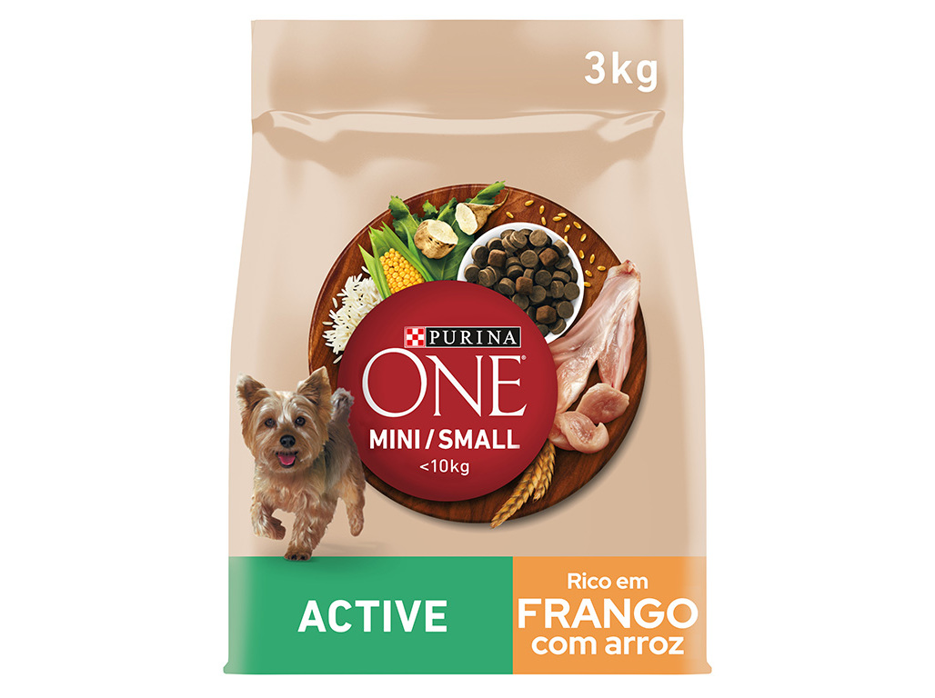 Ração para cão purina one mini active com frango 3kg