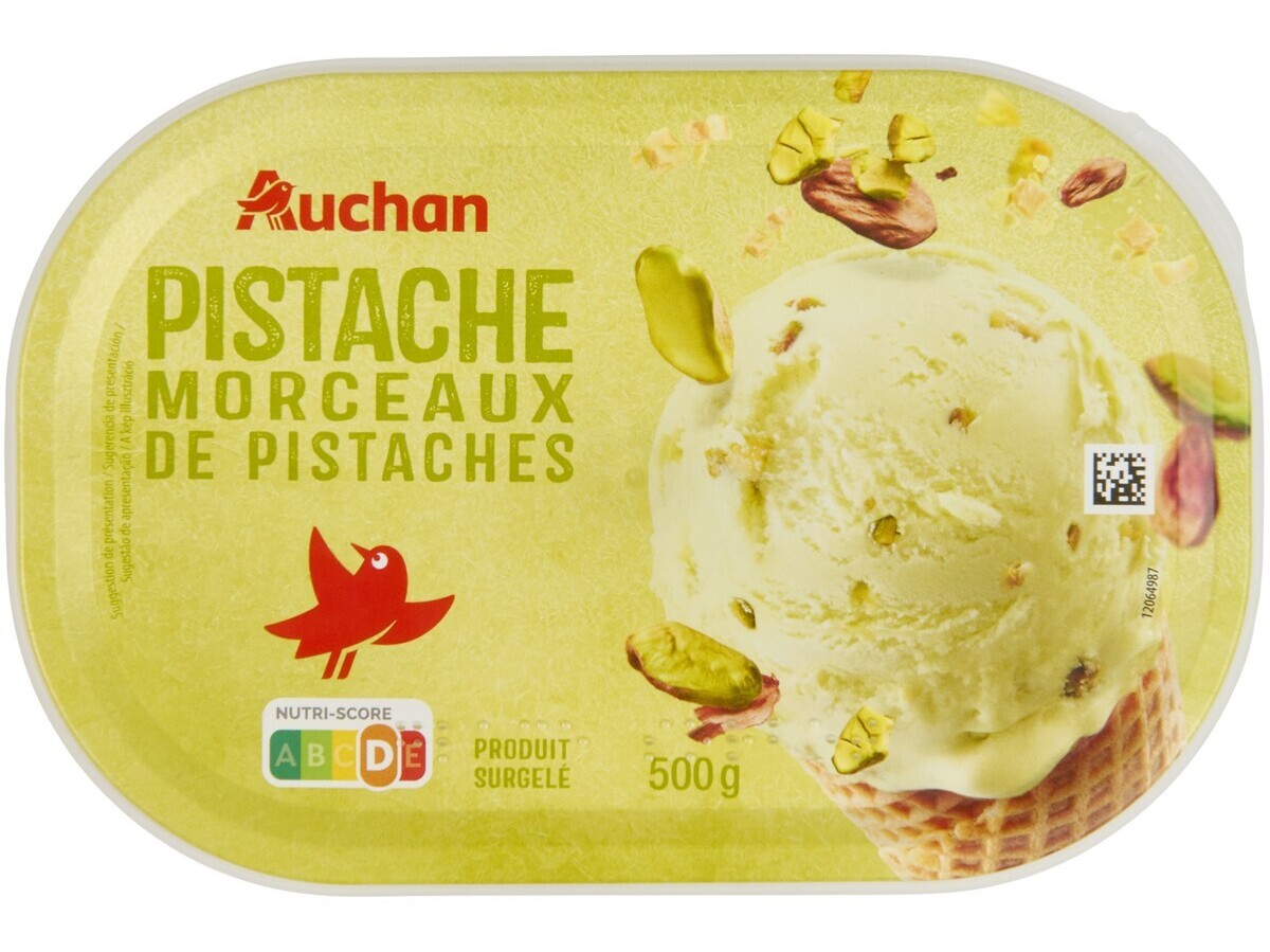 Gelado auchan pistachio com pedaços 1l