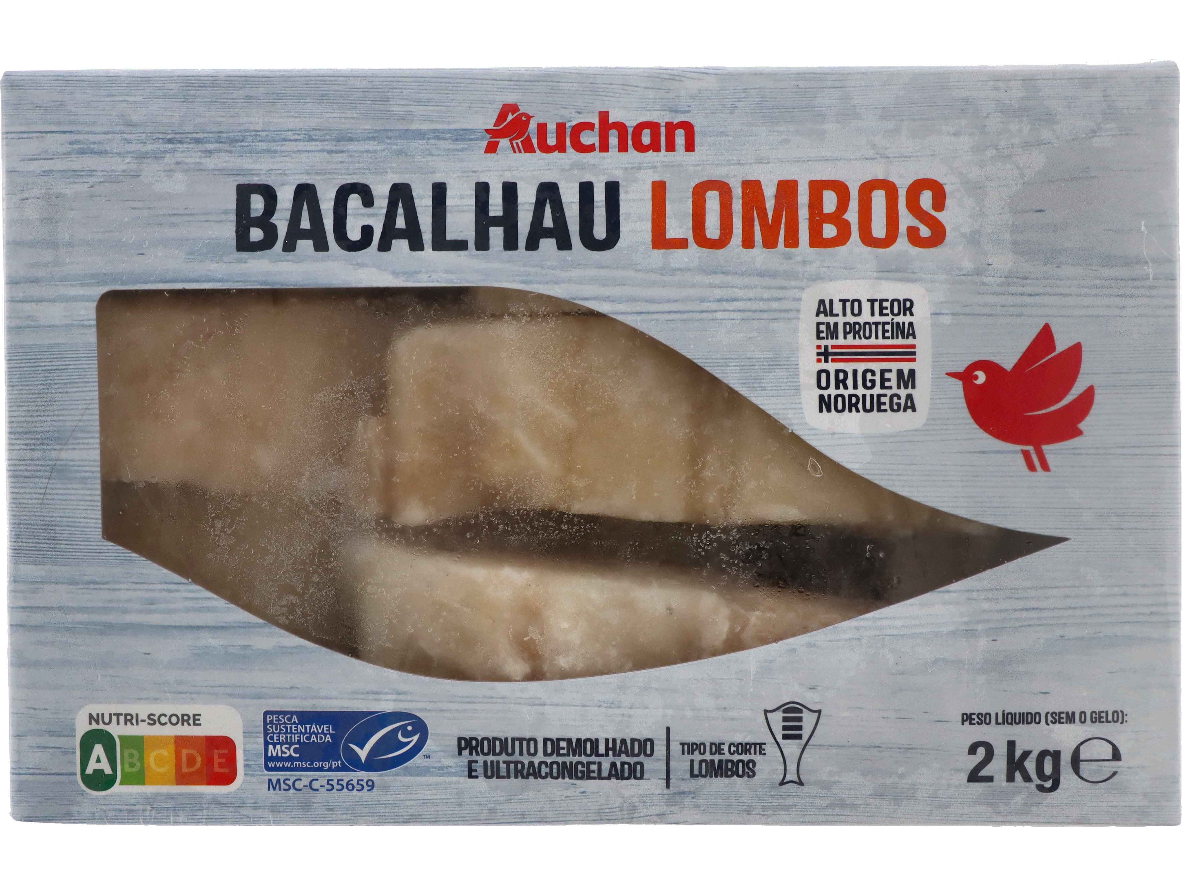 Bacalhau Demolhado Auchan Lombos Noruega Msc 2kg Auchan