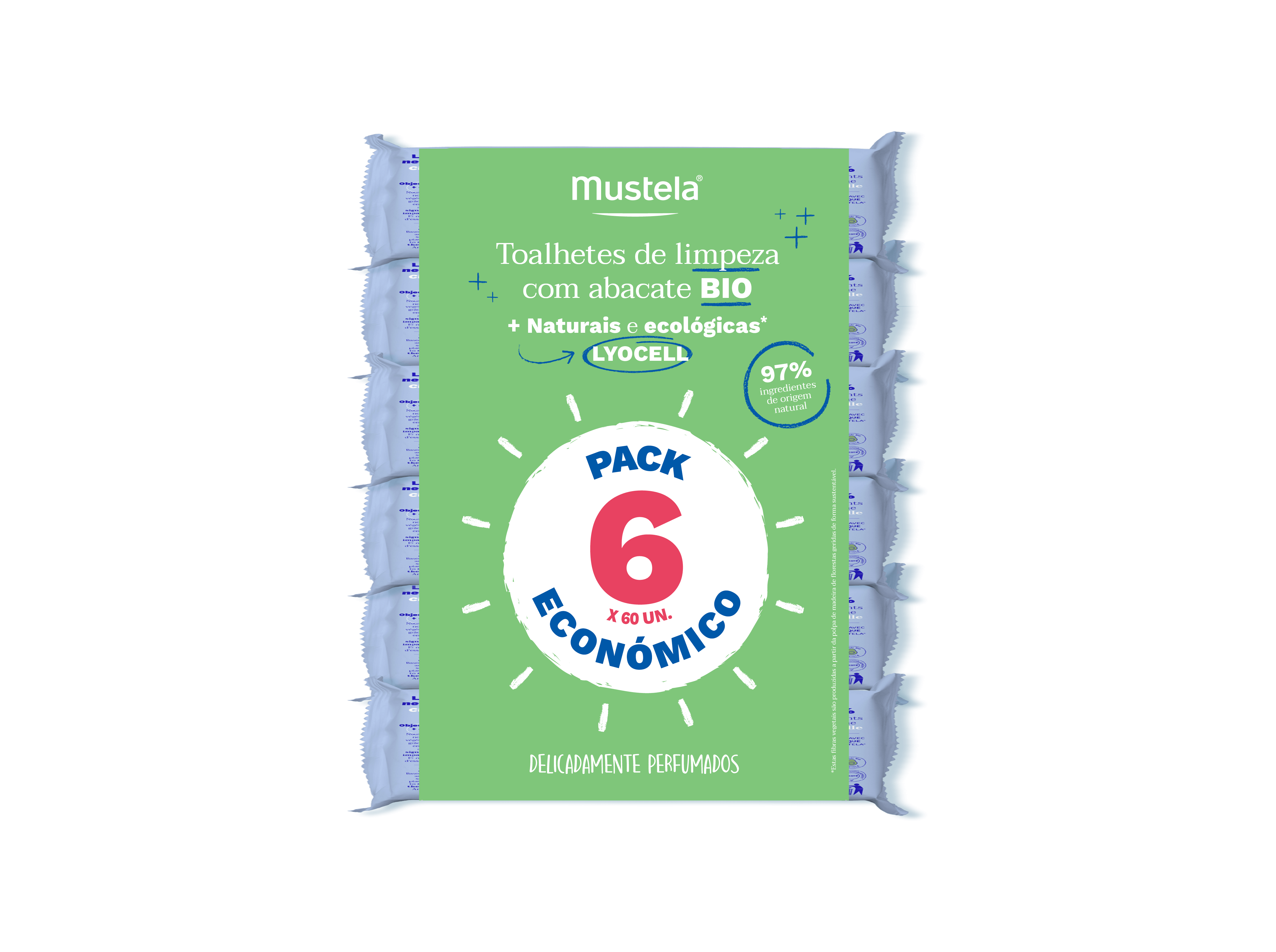 Toalhetes mustela lyocell bio 6x60un