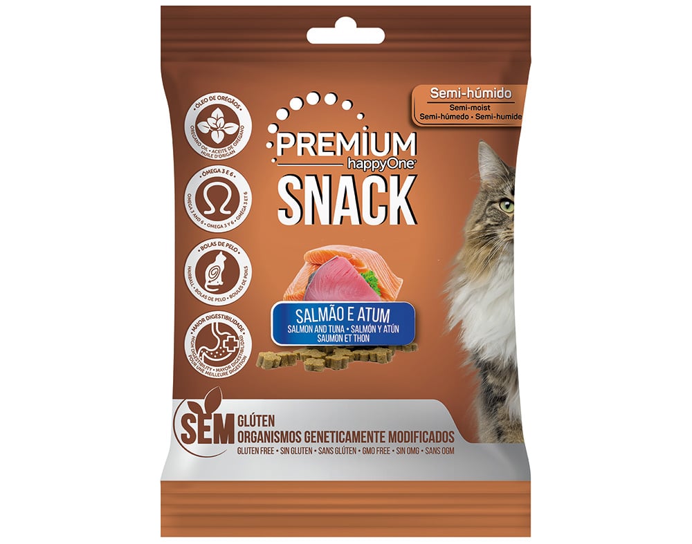 Snack Para Gato Happyone Premium Com Salmão E Atum 50g