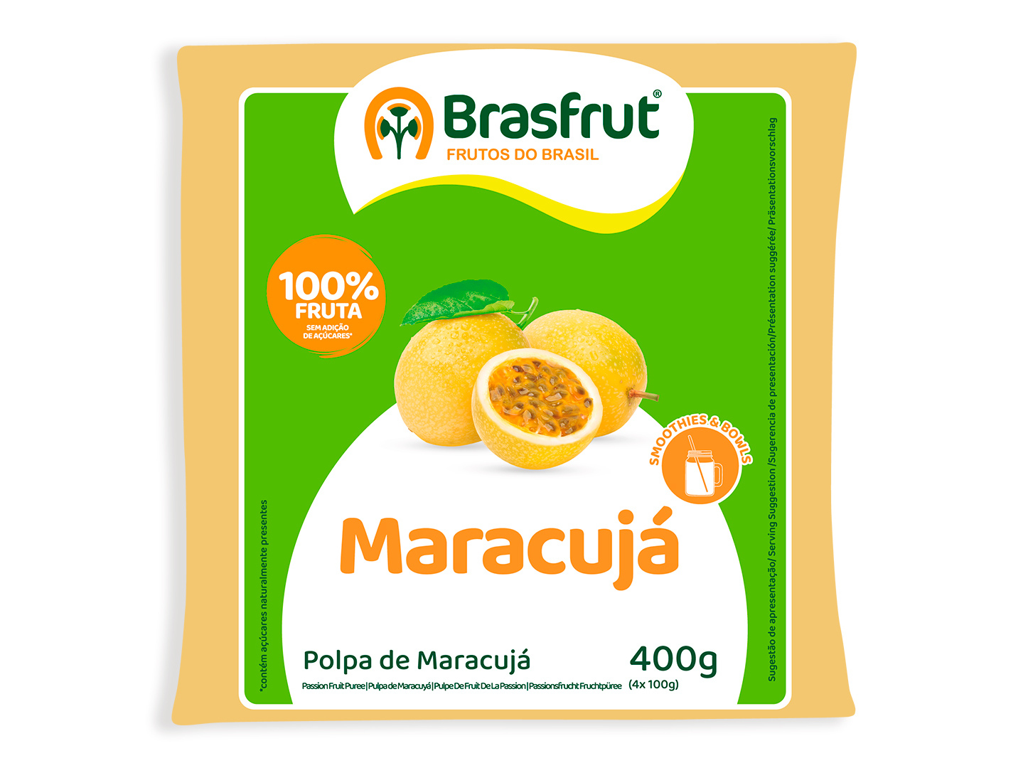 Polpa brasfrut de fruta maracujá 4x100g