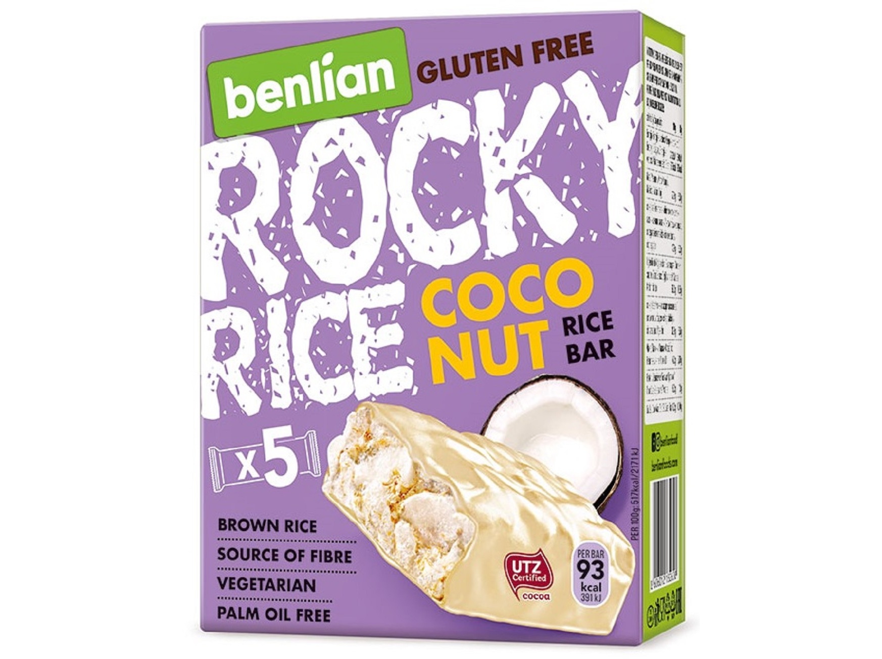 Barra Benlian Arroz Chocolate Branco E Côco 90g Benlian