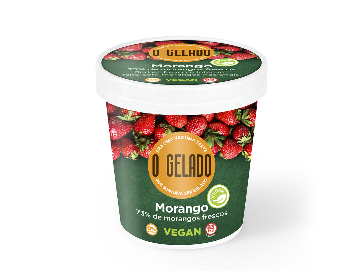 Gelado vegan o gelado morango 460ml