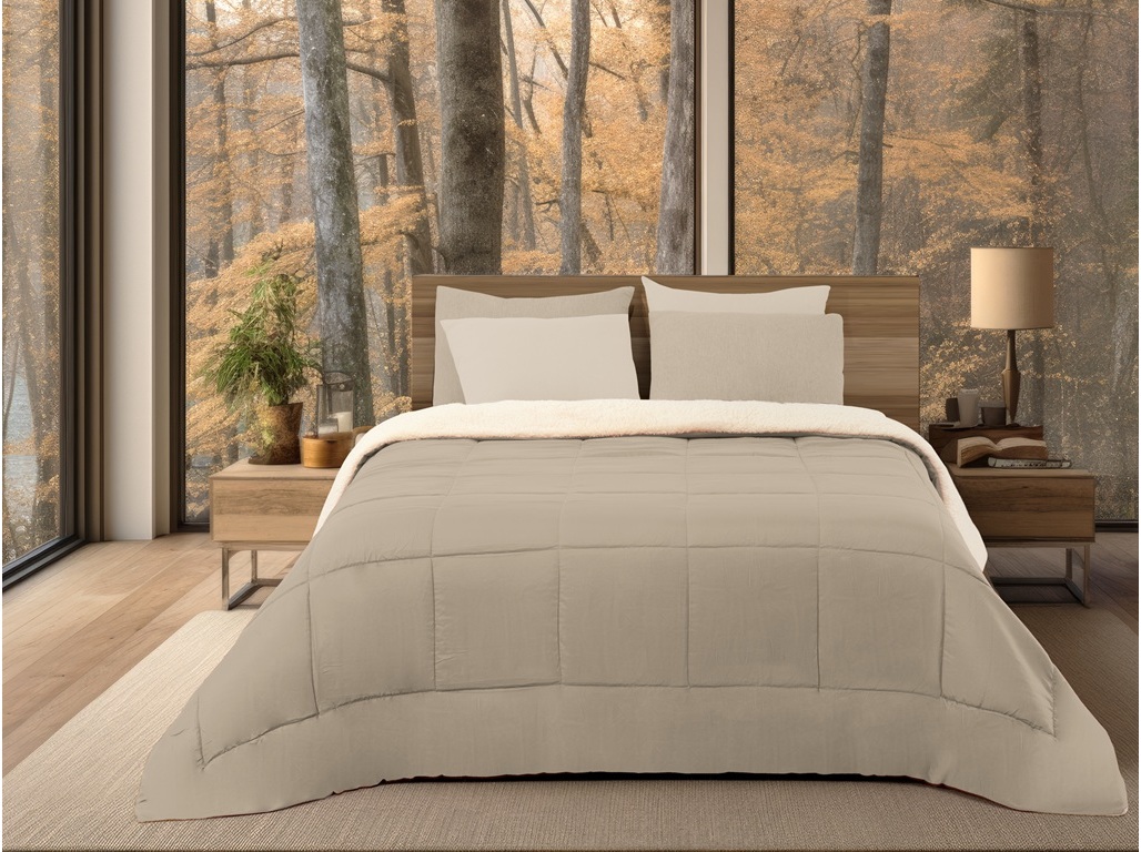 Edredão Microfibra Sherpa Homespecial Bege 240x260cm