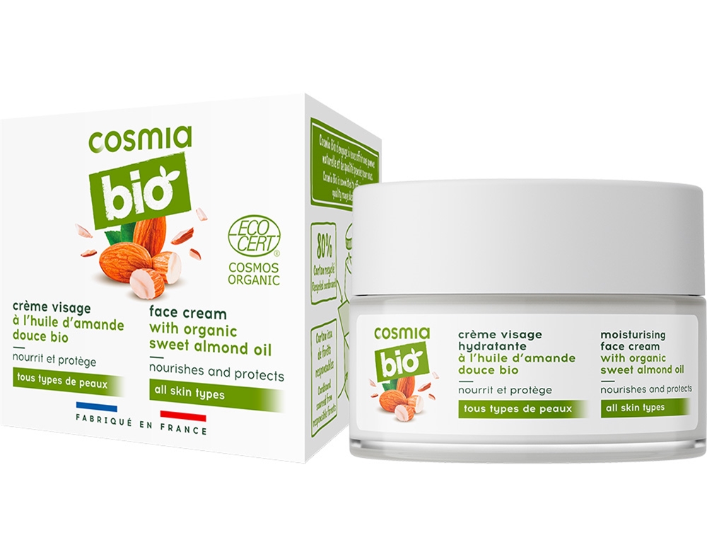 Creme de rosto cosmia bio hidratante amêndoas doces 50ml