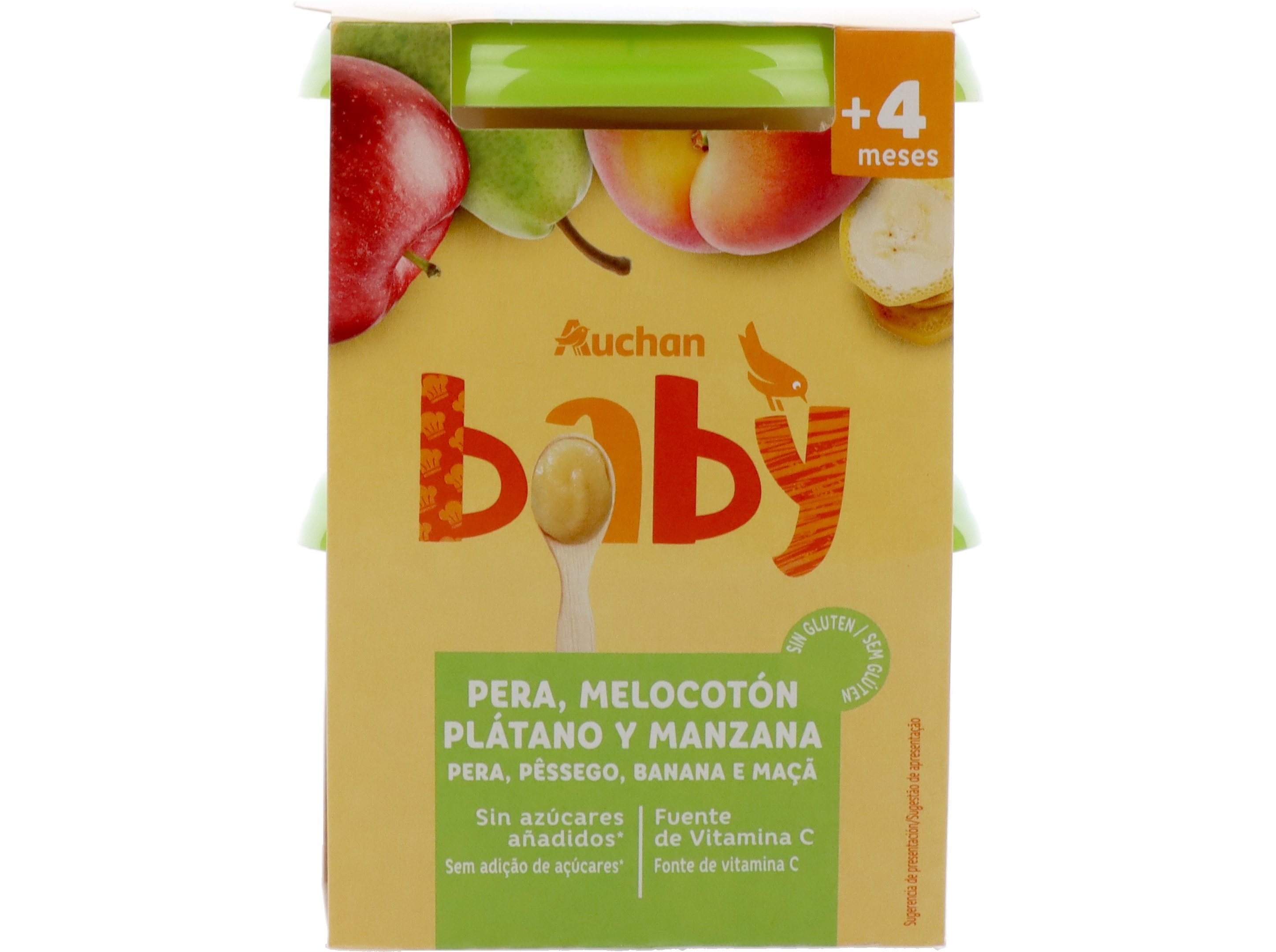 Tacinha Fruta Auchan Baby 4 Frutas Sem Glúten 2x200g Auchan Baby