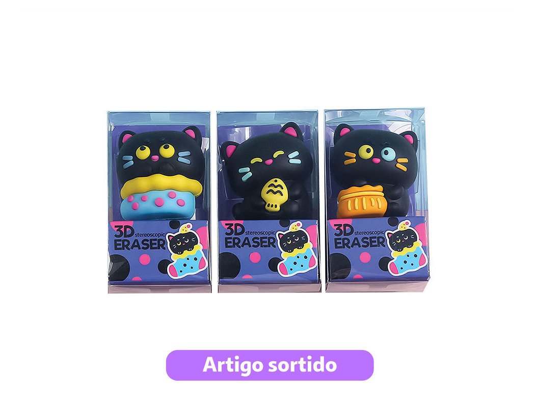 Borracha 3d cute gato preto modelos sortidos