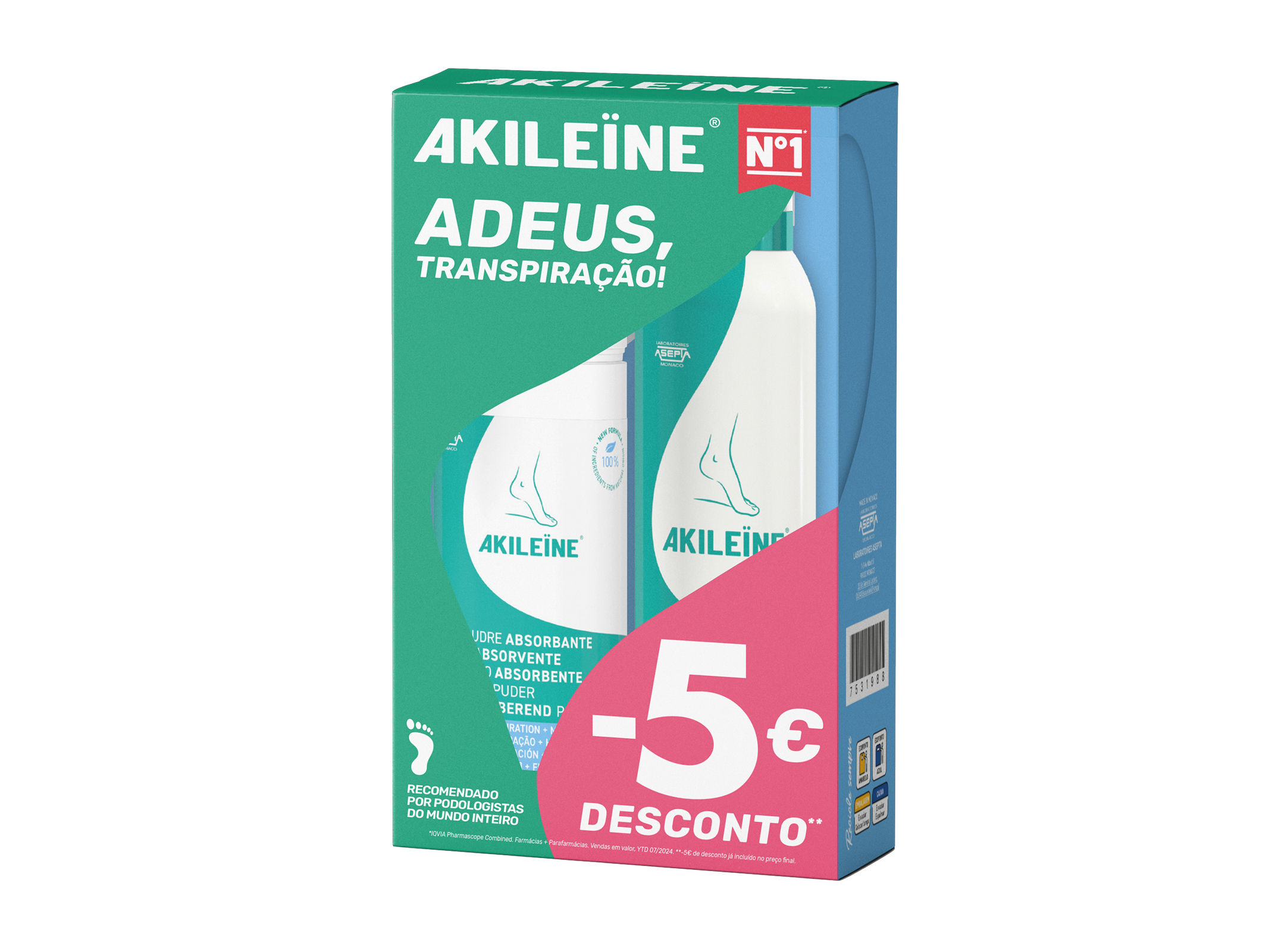 Pó akileine absorv + spray 75g -5desc