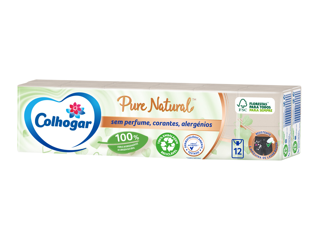 Lenços colhogar bolso pure natural 12un