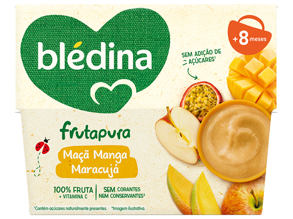 Tacinha Fruta Blédina 100% Maçã Manga E Maracujá 4x95g