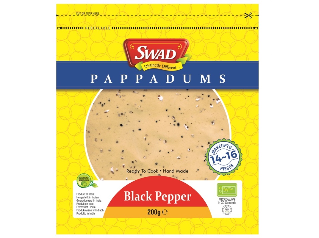 Pappadum Swad De Pimenta Preta 200g Swad