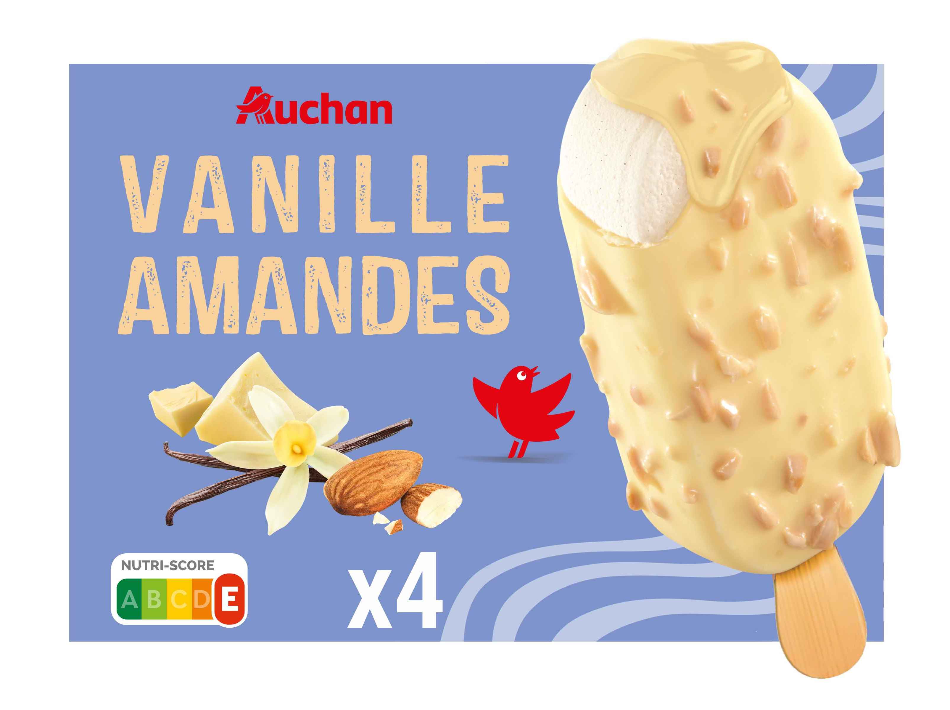 Gelado Palito Auchan Chocolate Branco Com Amêndoas 4x110ml Auchan