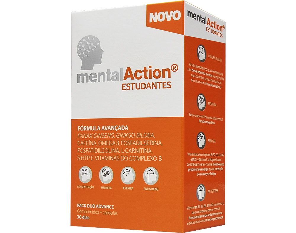 Suplemento Mentalaction Estudante 30 Comprimidos+30 Capsulas Mentalaction