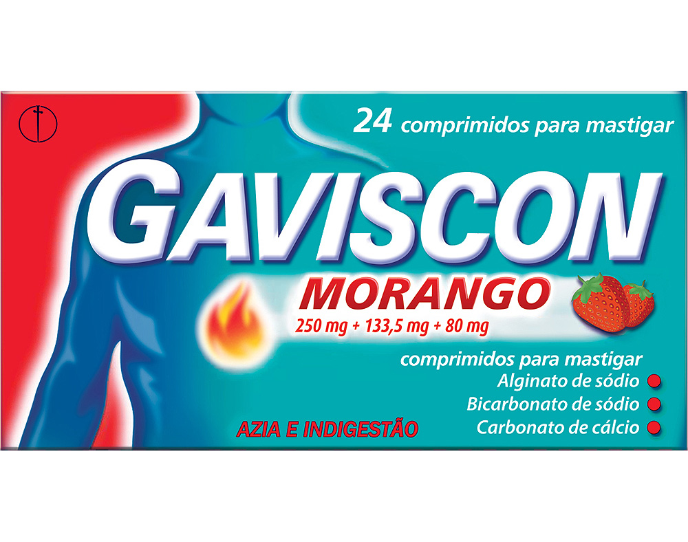 Comprimidos gaviscon mastigar 250+133.5+80mg morango 24un