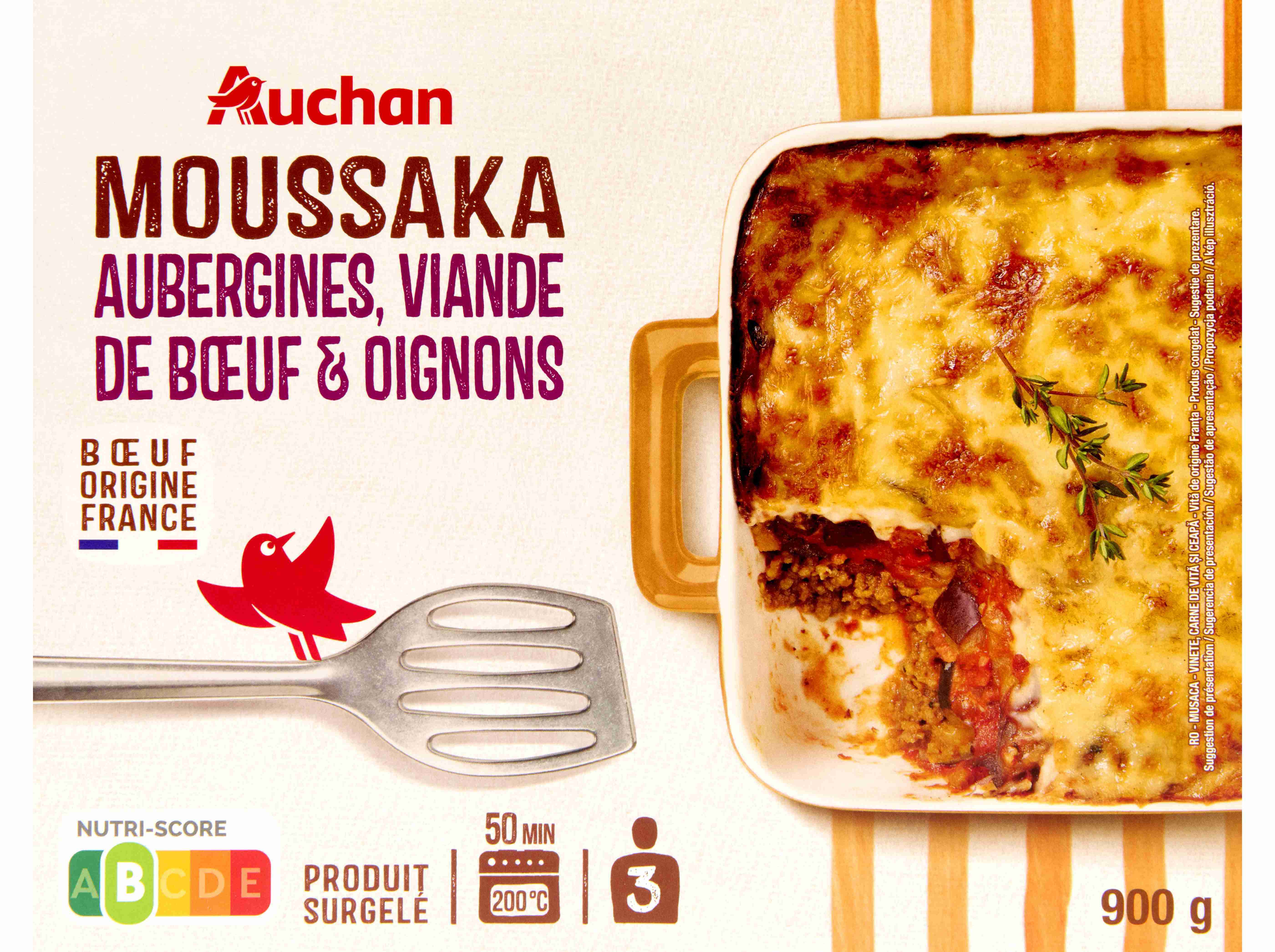 Moussaka Auchan Com Beringela Carne De Vaca E Cebola 900g Auchan