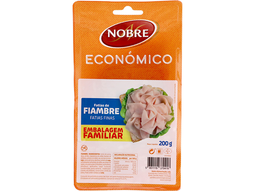 Fiambre Perna Económico Nobre Finas 200g Nobre