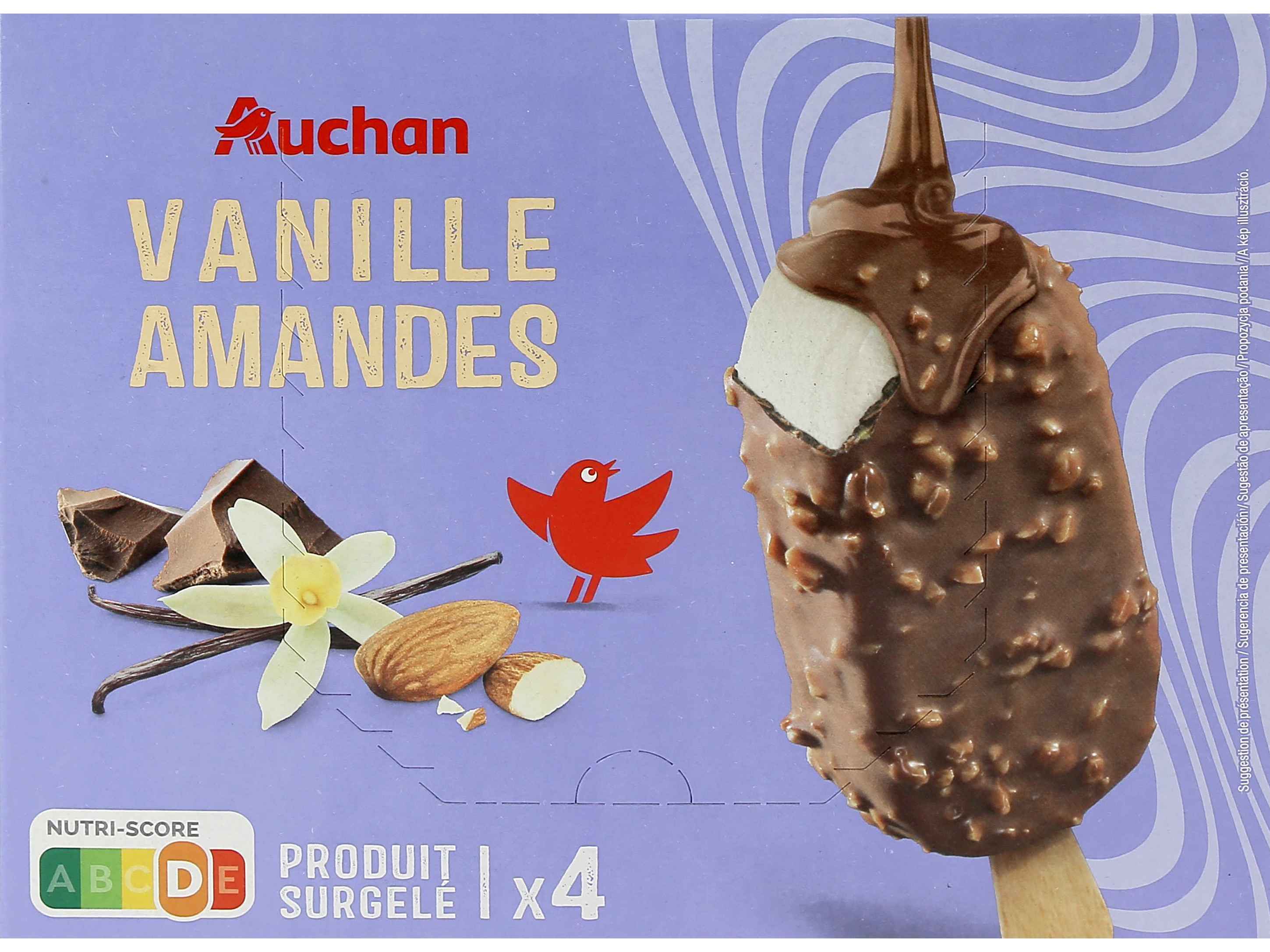 Gelado Palito Auchan Baunilha Amêndoas 4x120ml Auchan
