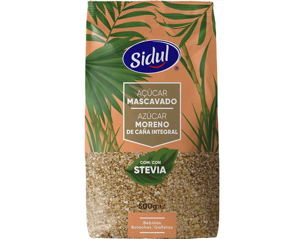 Açúcar sidul mascavado com stevia 500g