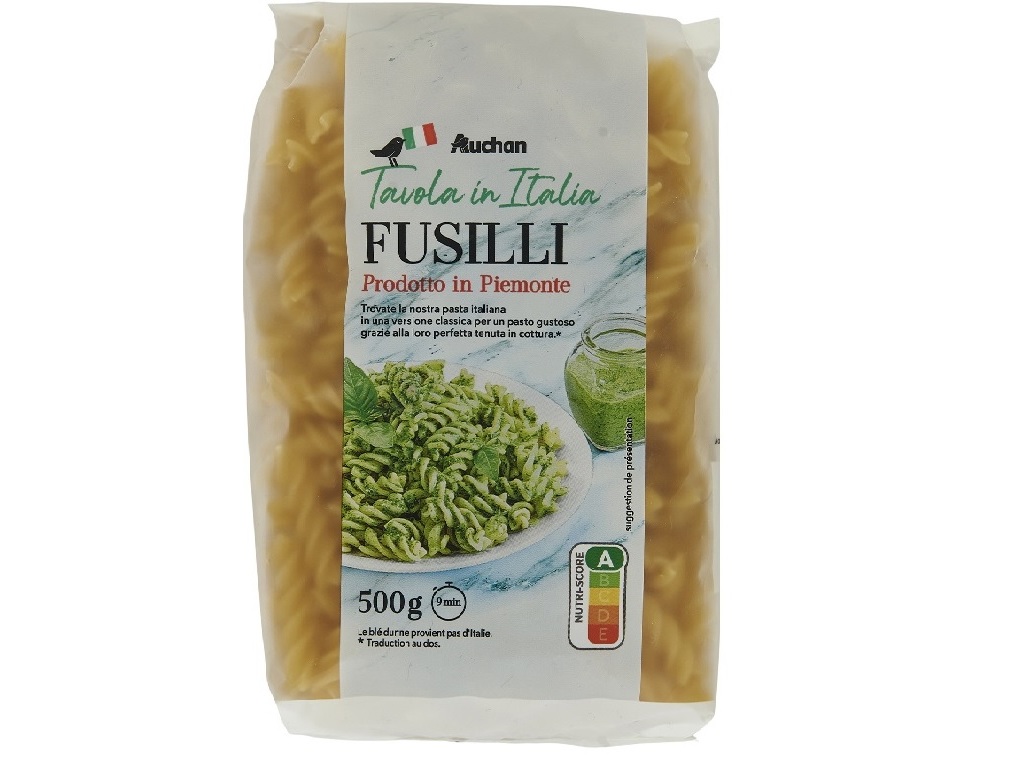 Fusilli auchan à mesa em itália 500g