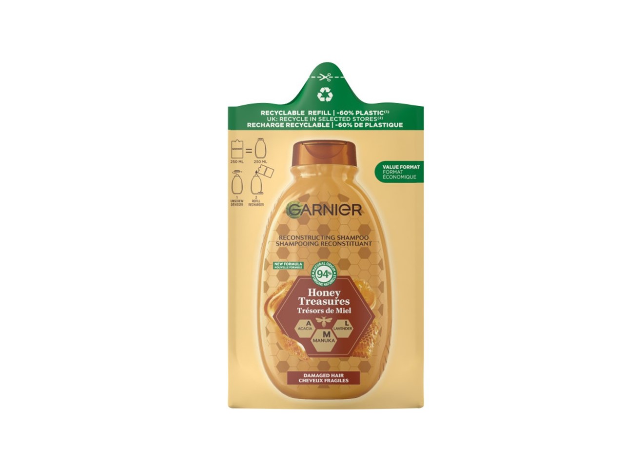 Champô ultra suave tesouros de mel refill 250ml
