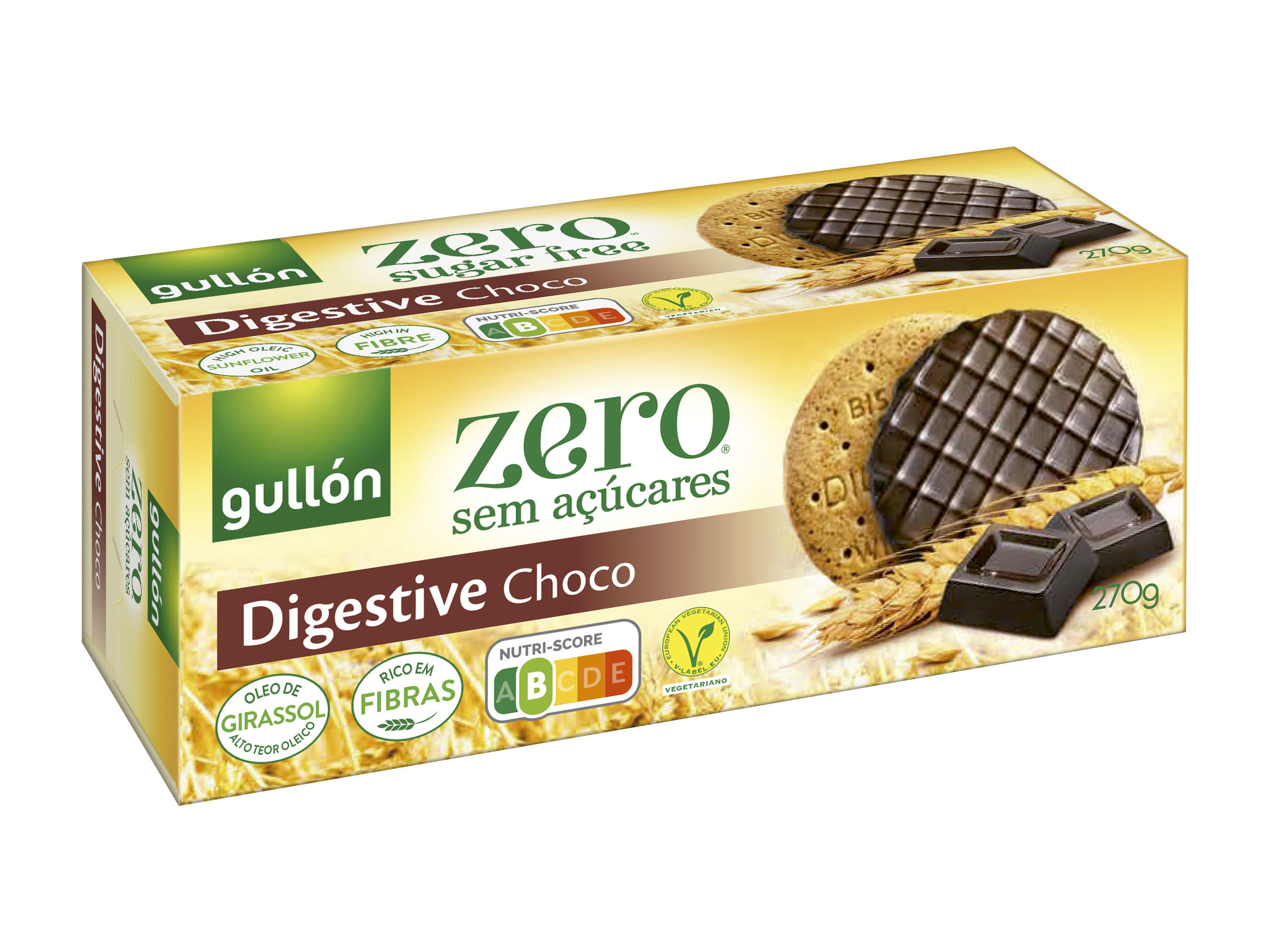 Bolacha gullon digestive chocolate zero sem açucar 270g