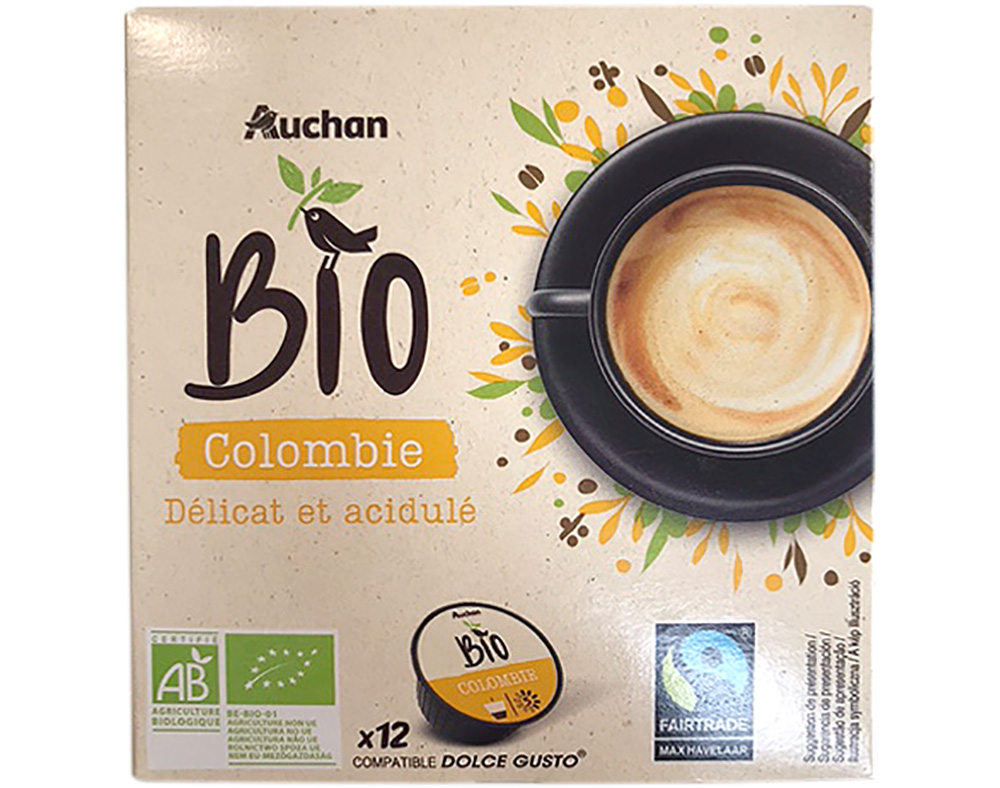 Cápsulas café dg auchan bio colombia 12 un