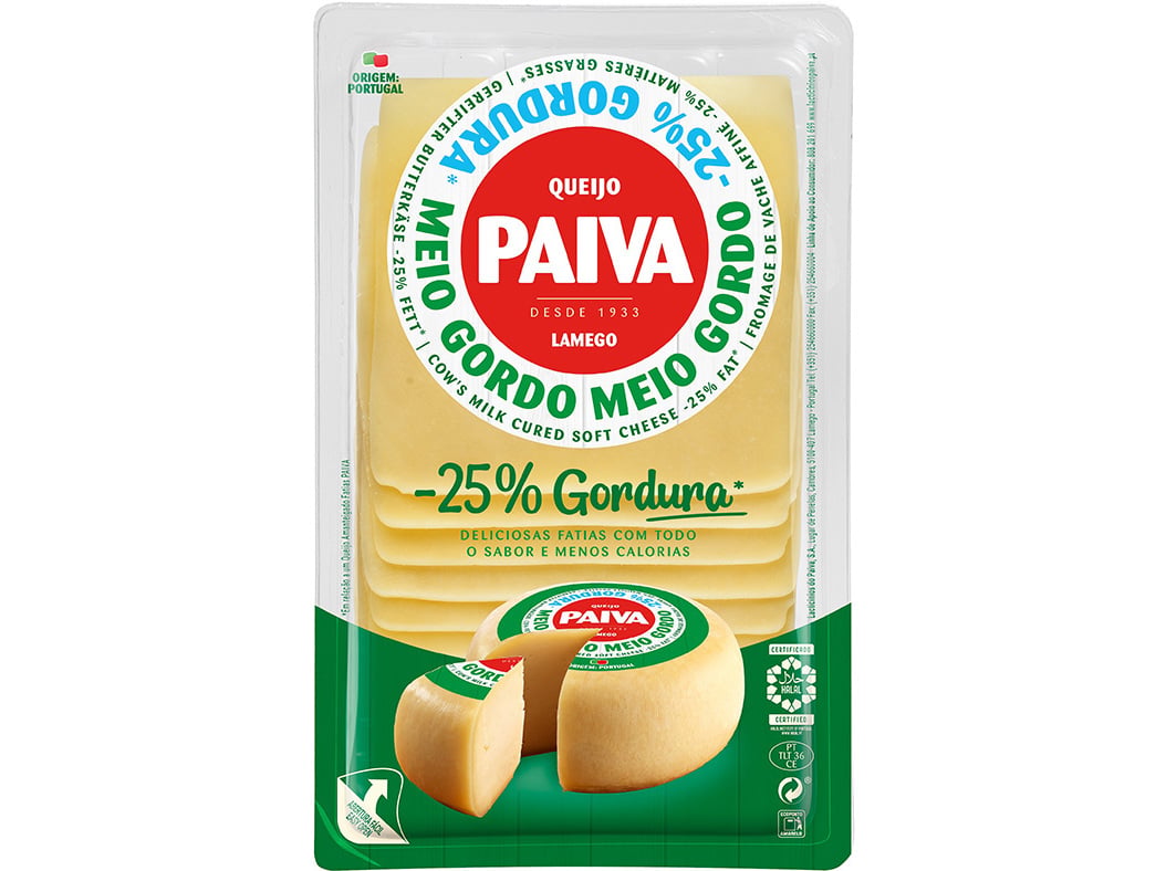 Queijo Paiva Meio Gordo Fatias 180g Paiva