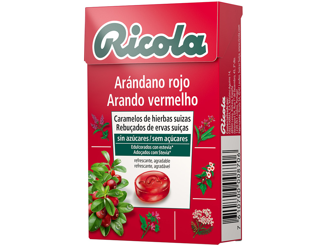 Rebuçado Ricola Sem Açúcar Arando Vermelho 50g Ricola