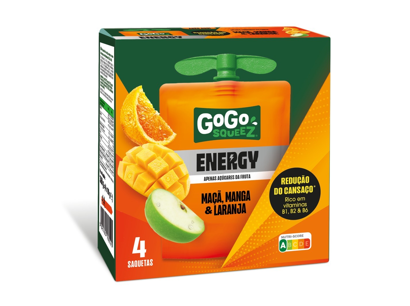 Saquetas fruta go go squeez manga laranja 4x90g