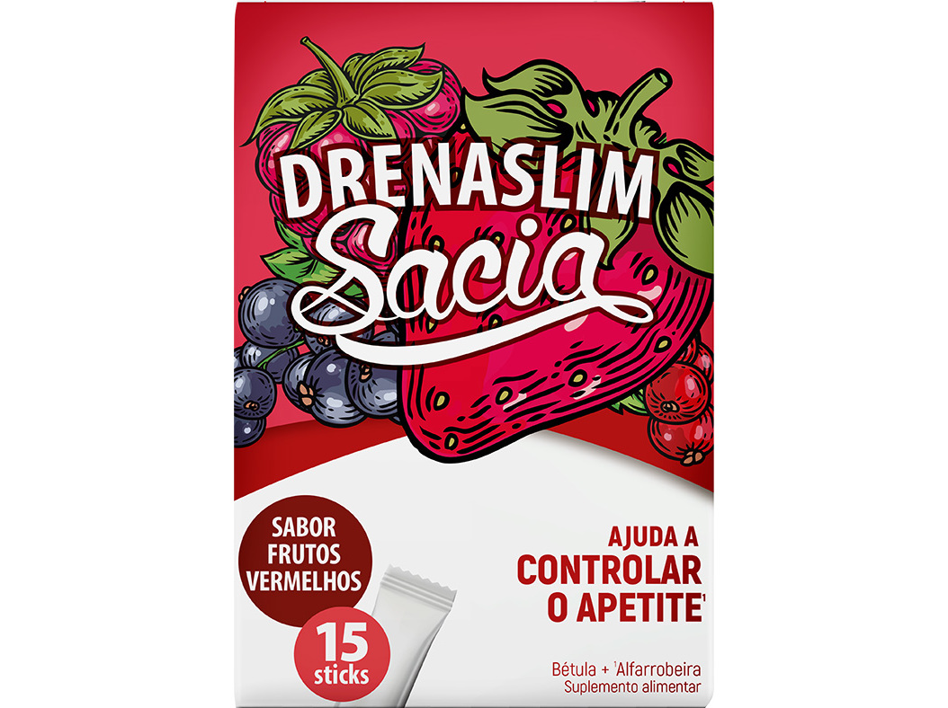 Suplemento Drenaslim Sacia Frutos Vermelh 15 Sticks Drenaslim