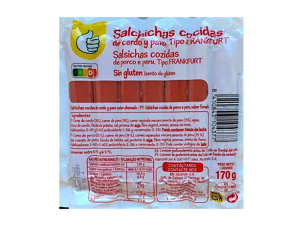 Salsichas Frankfuert Polegar 170g Polegar