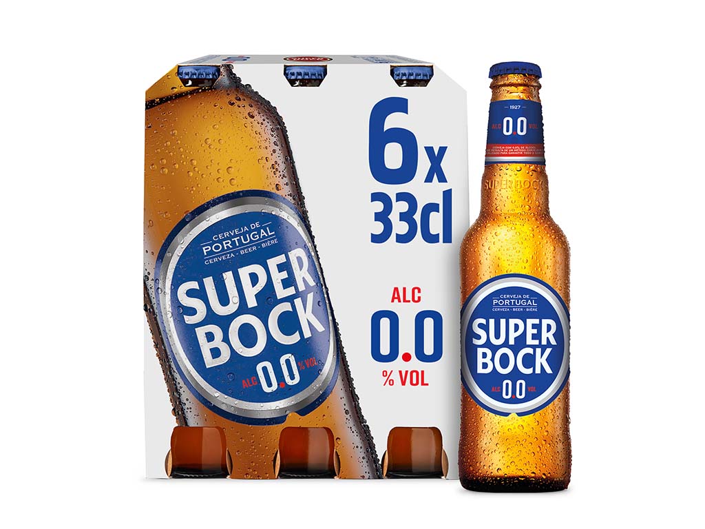 Cerveja sem álcool super bock pilsener 0.0% 6x033l