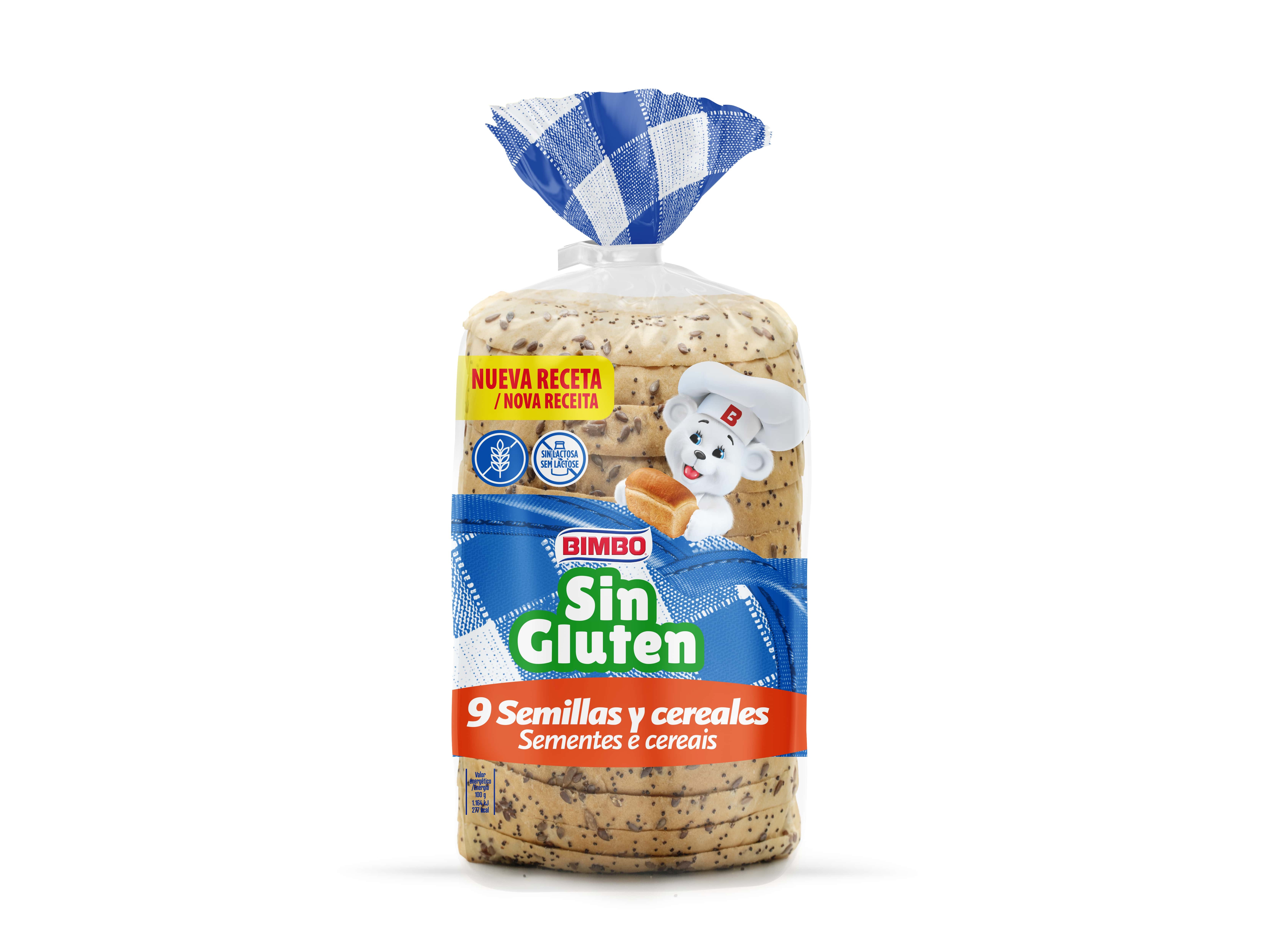 Pão de sementes e cereais bimbo sem glúten 375g