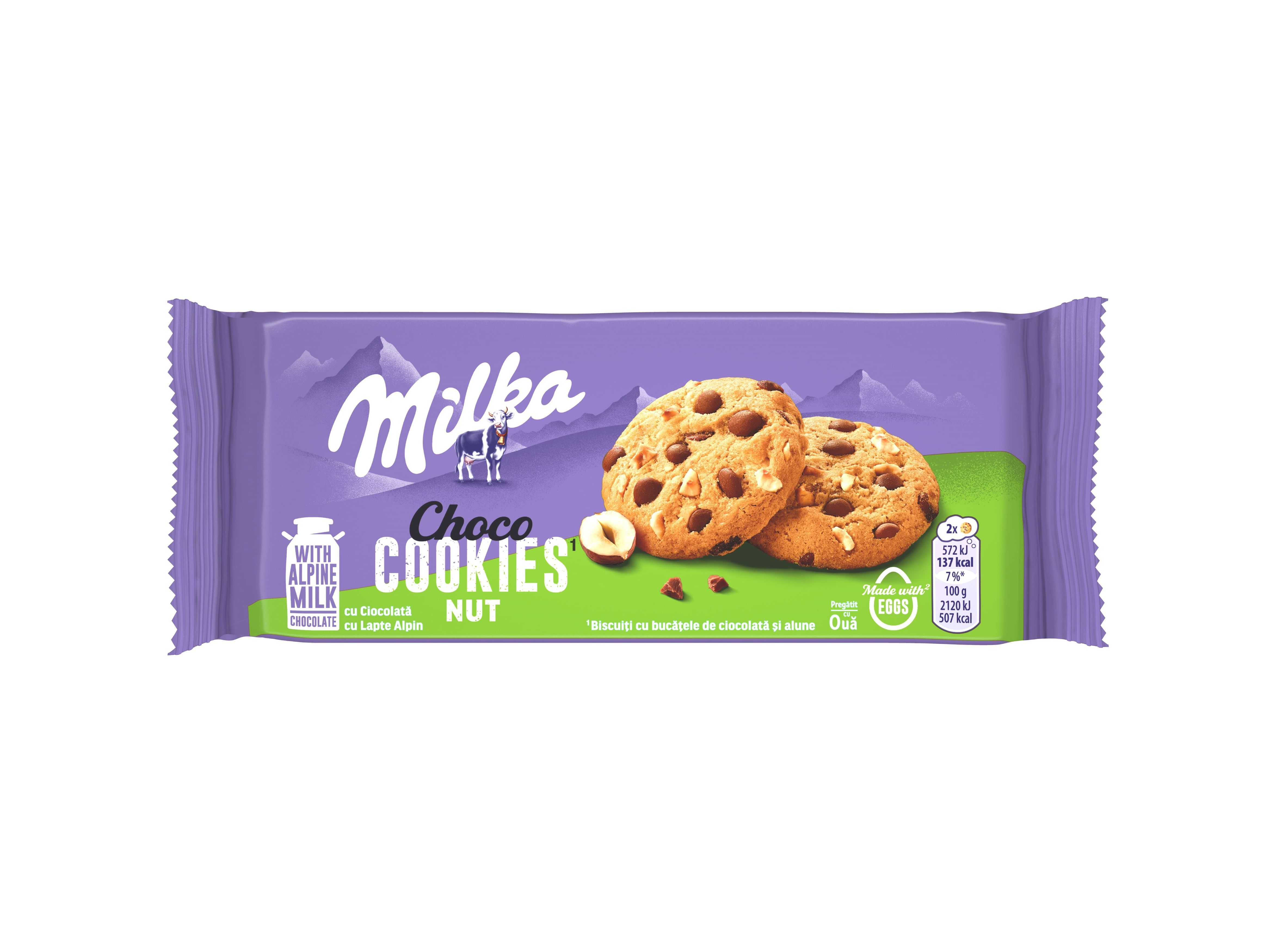Bolachas cookies milka cookies & nut 135g