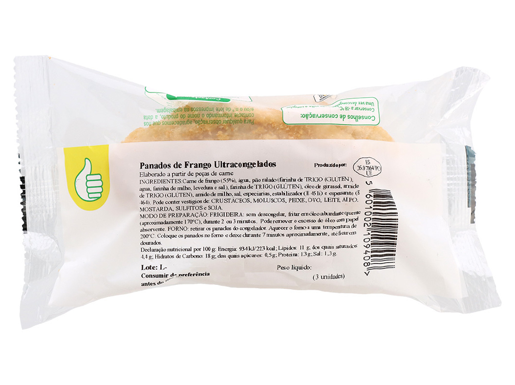 Panados de frango polegar 3un 150g