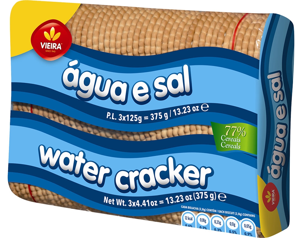 Bolacha vieira água sal pack 3 x 125 g