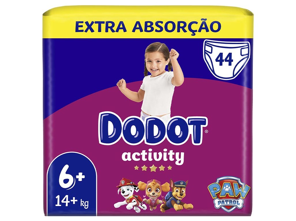 Fraldas dodot activity extra t6+ 14kg+ 44 un