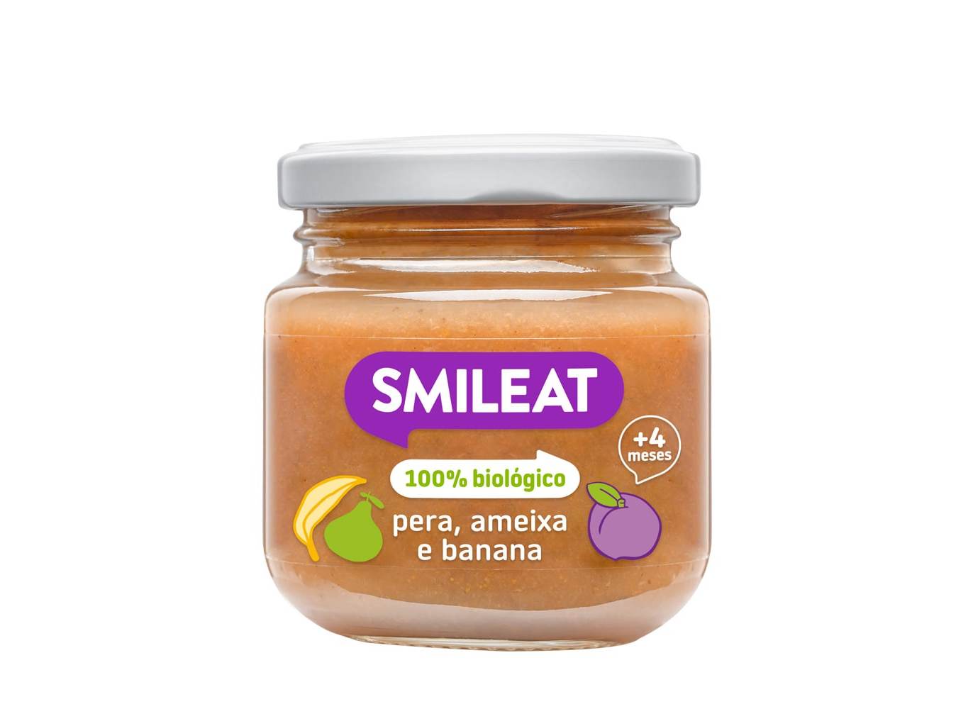 Boião fruta smileat bio pera ameixa e banana 130gr