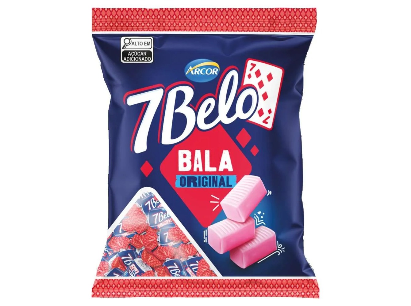Rebuçado 7 belo framboesa bala original 90g