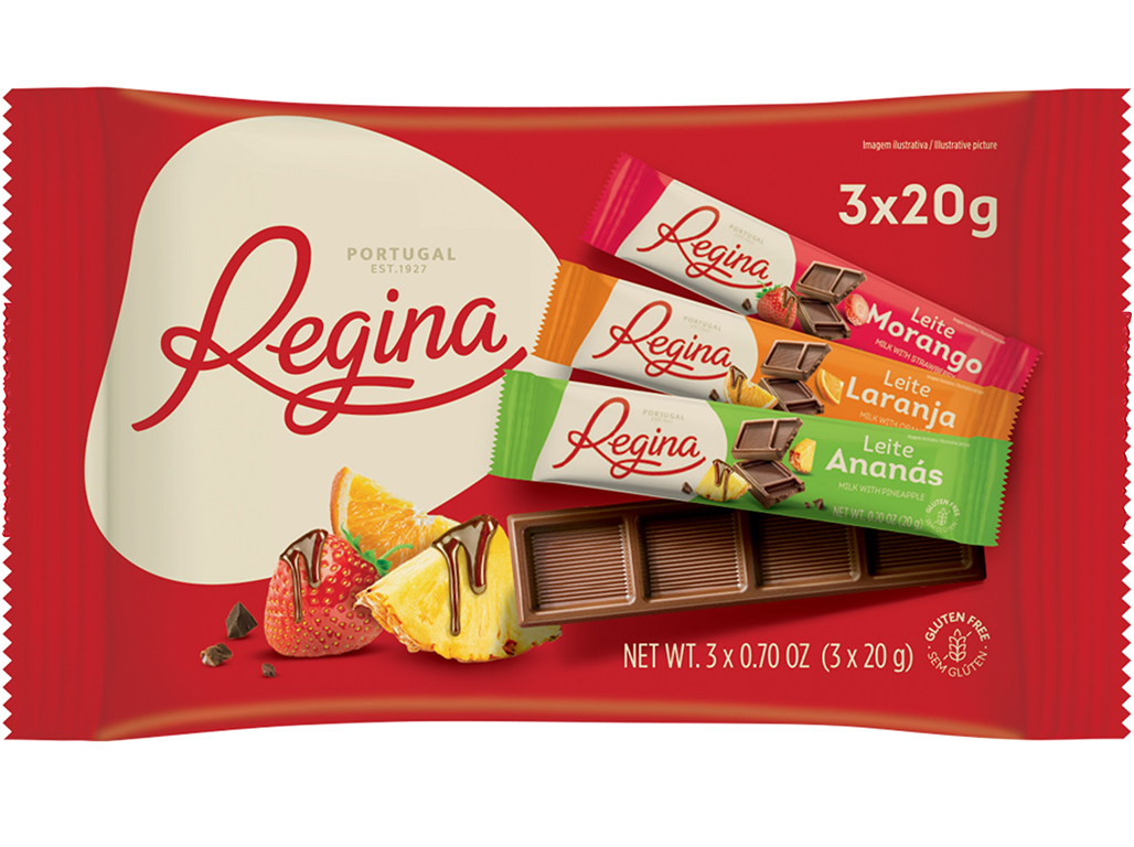 Chocolate leite regina tripack sabores fruta 3x20g