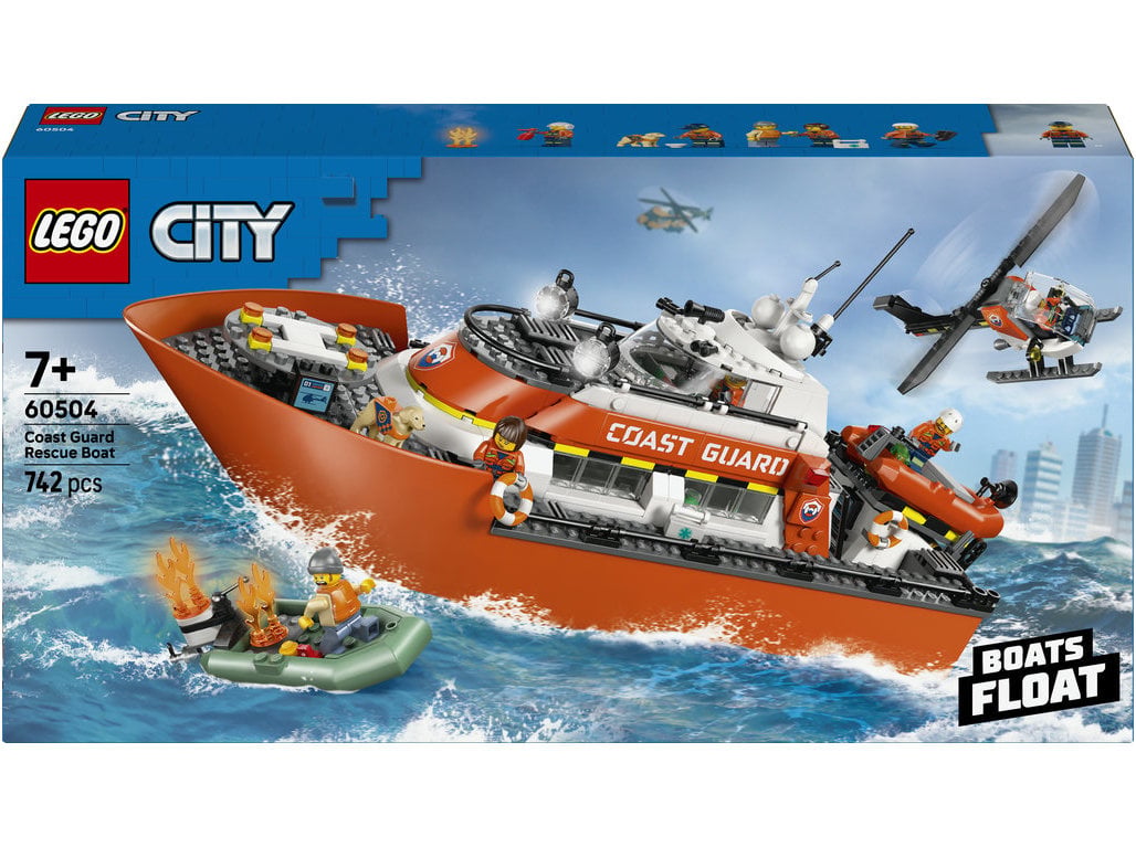 Barco e helicóptero de resgate da guarda costeira lego city exploration 60504