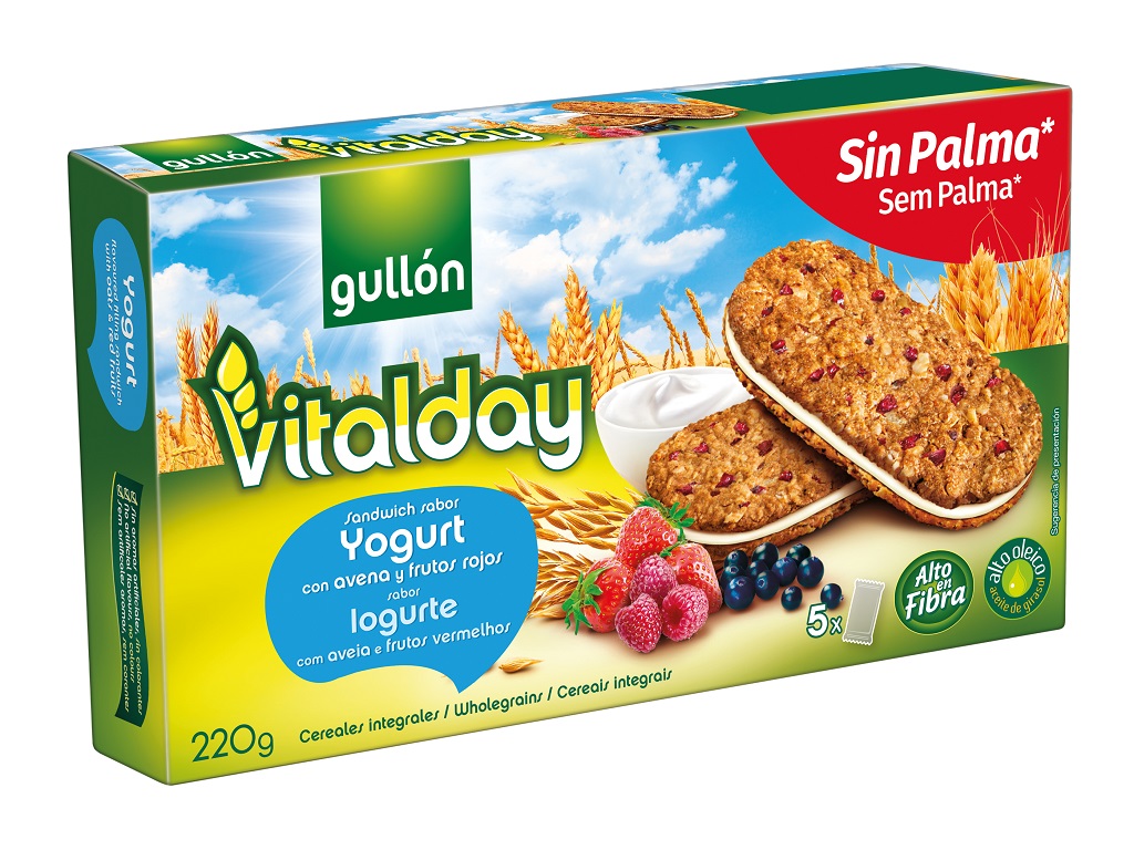 Bolachas Vitalday com Frutos Vermelhos Recheio de Iogurte Gullón 220 g