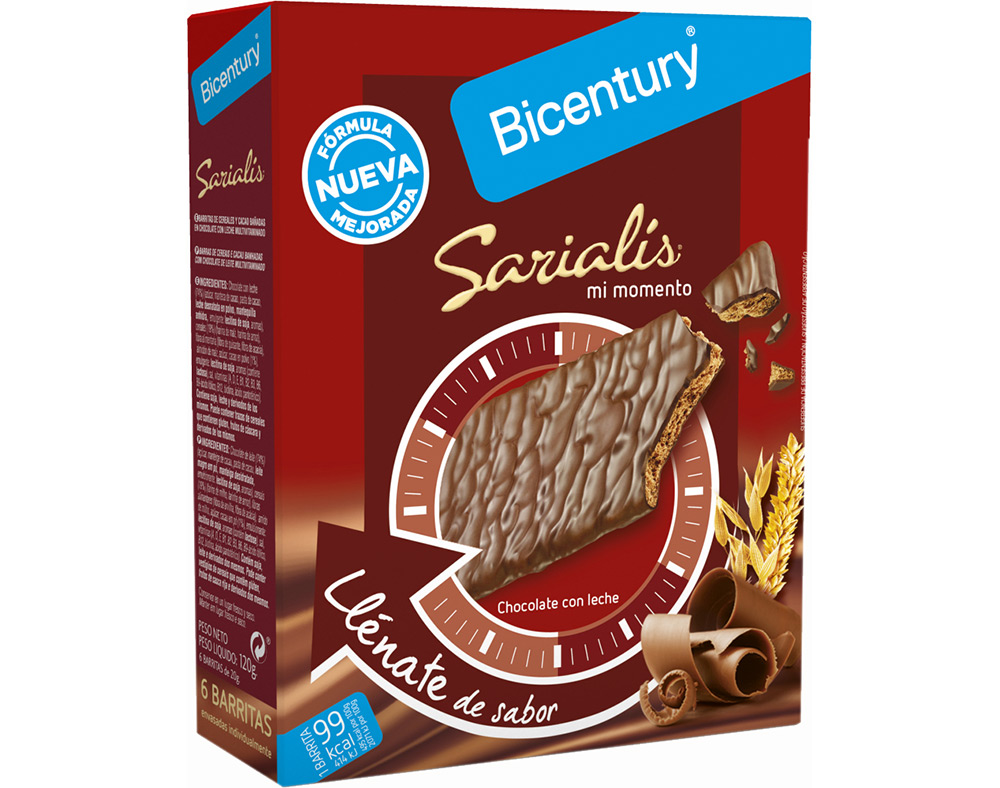 Barritas bicentury sarialis chocolate leite 120g