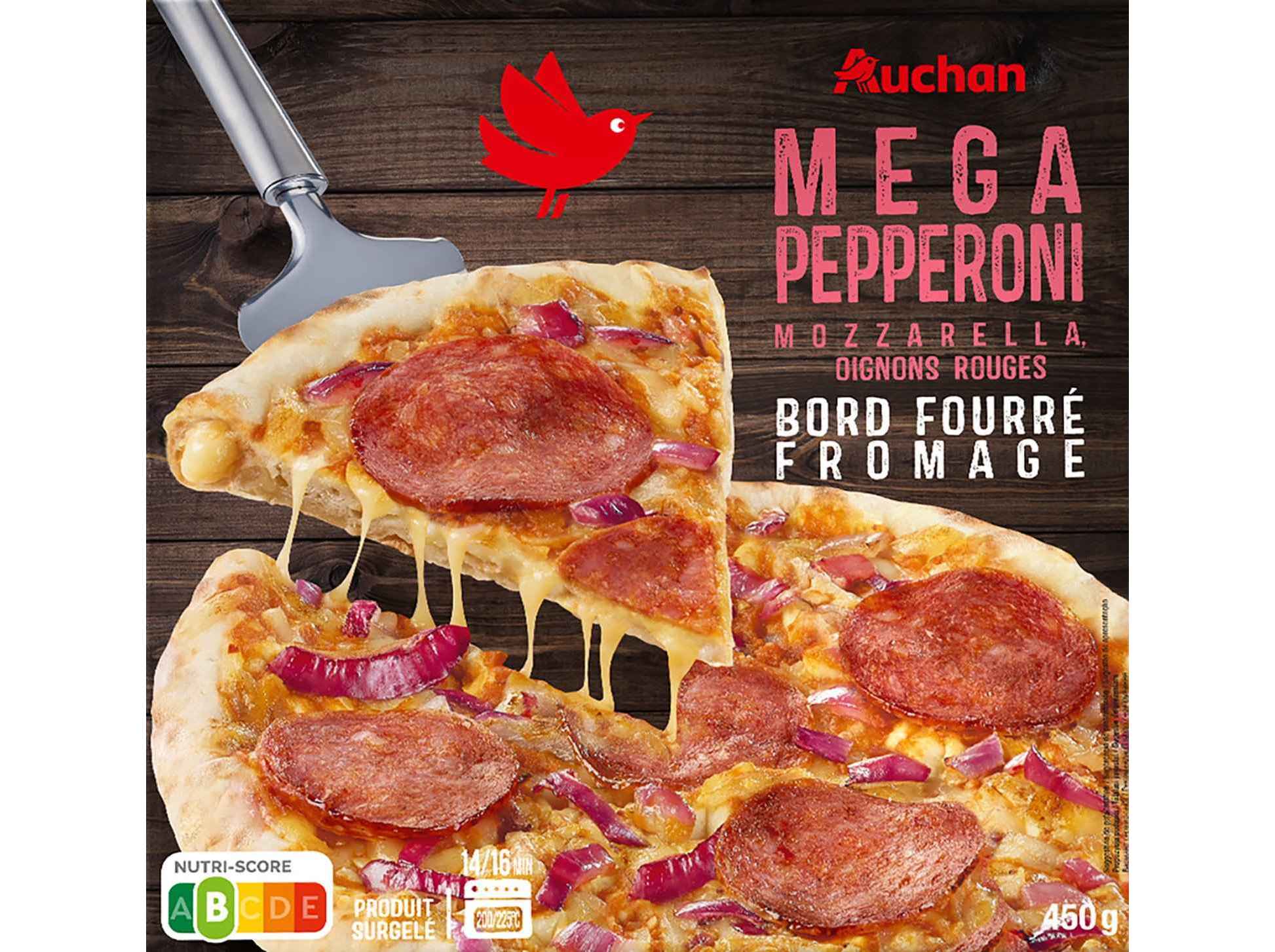 Pizza Mega Pepperoni Auchan Rebordo Recheado Queijo 450g Auchan