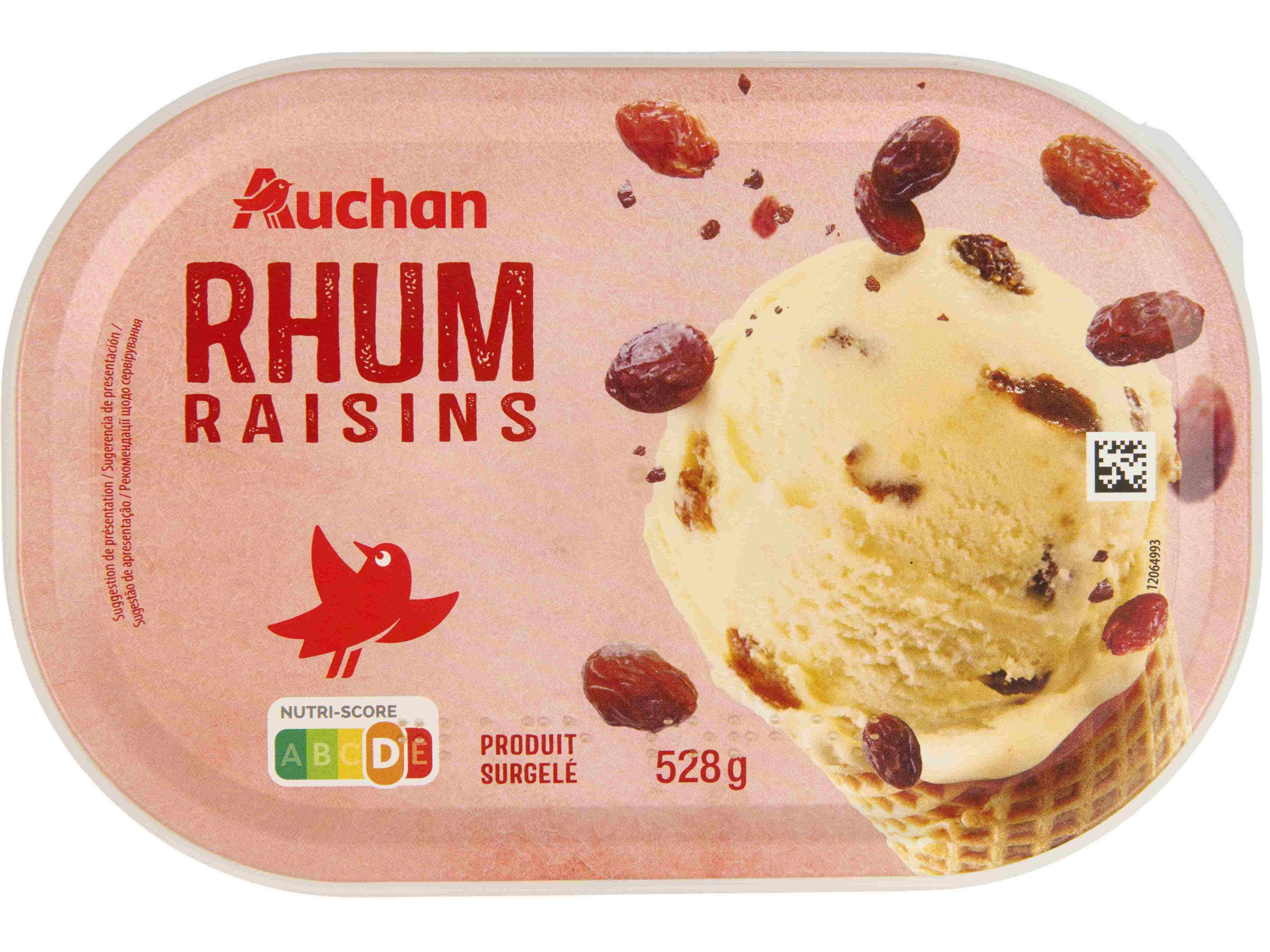 Gelado Auchan Rum Com Passas De Uva 1l Auchan