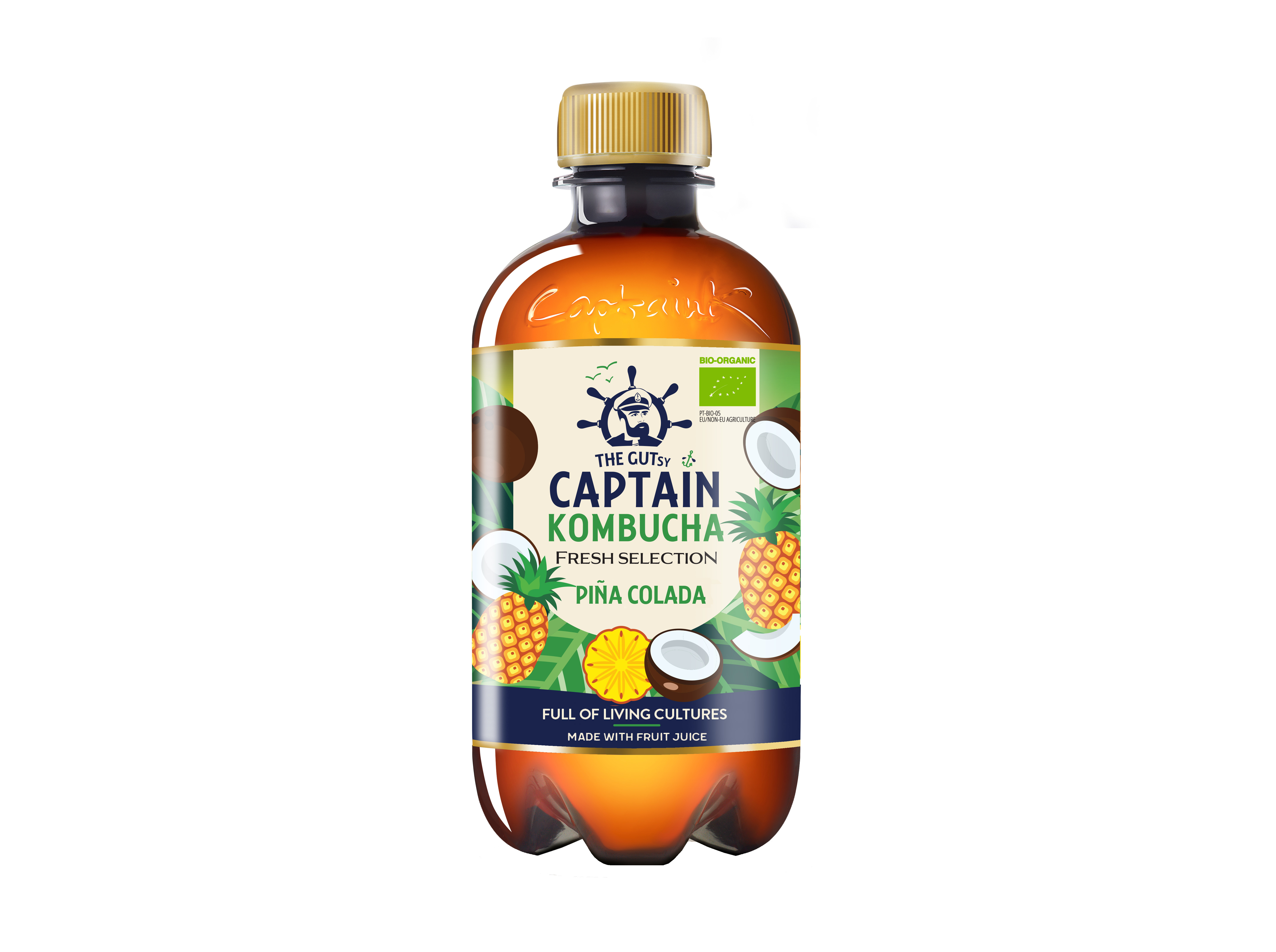 Kombucha The Gutsy Captain Ananás Coco Bio 400 Ml