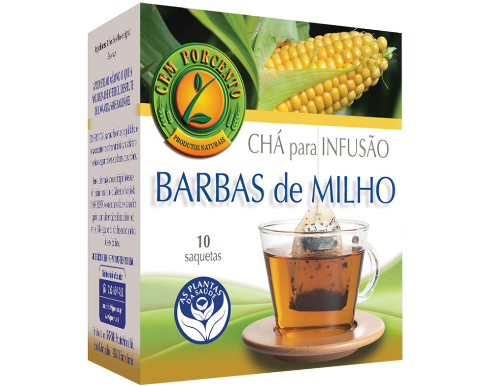 Chá Cem Porcento Barbas Milho 10 Saquetas Cem Porcento