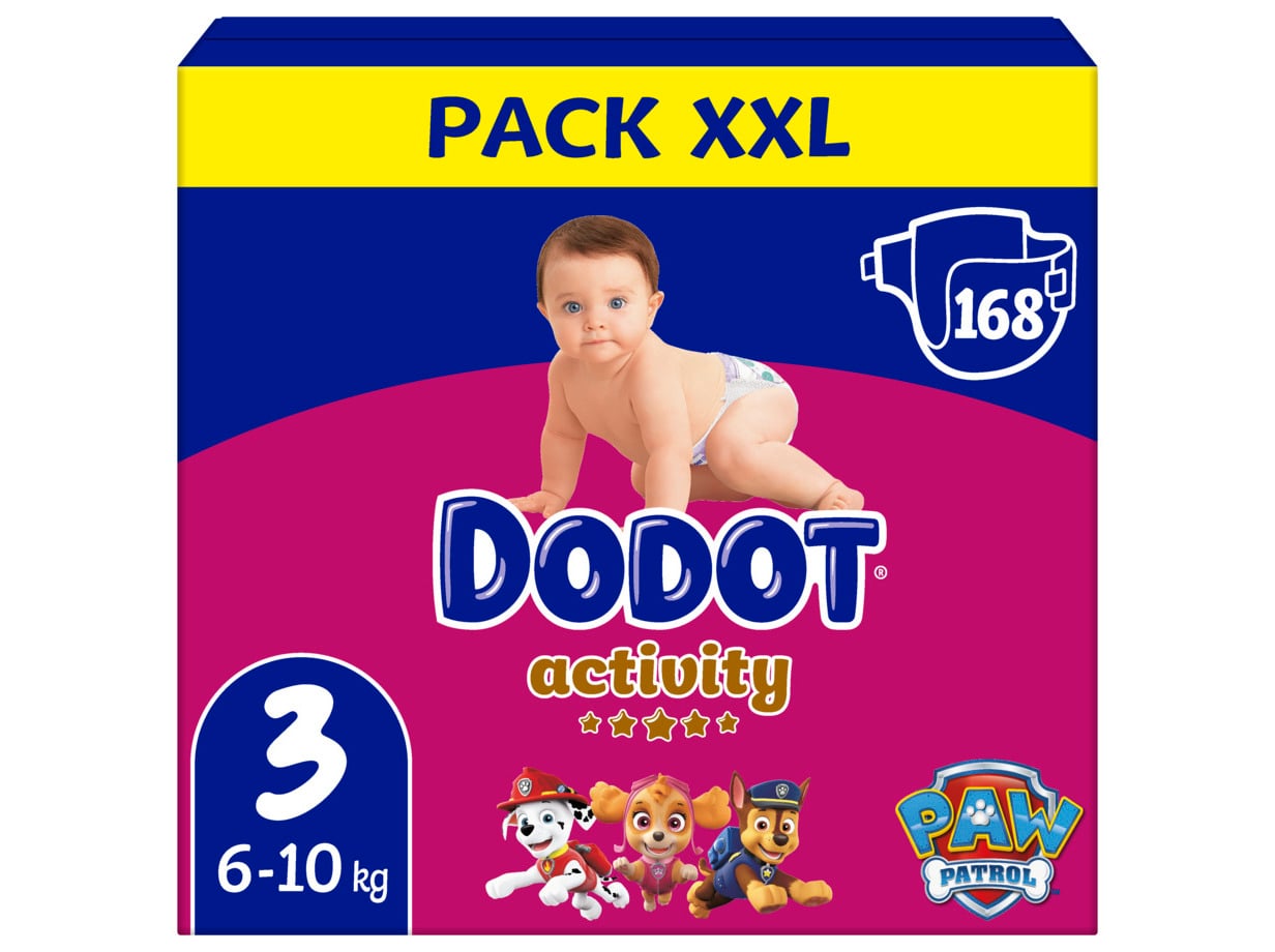 Fraldas dodot activity t3 6-10kg 168 un (box xxl)